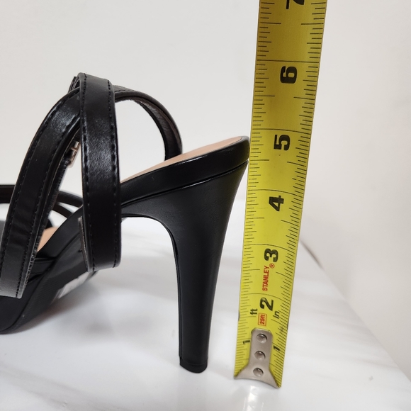 Black Platform Strappy Stiletto Heels - Picture 8 of 8